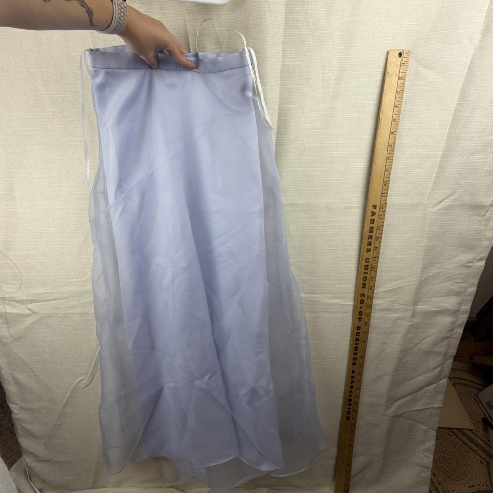 Y2k Betsy & Adam Skirt Corset Set Womens 4P Blue Chiffon Rhinestone VTG 90s - Picture 14 of 16